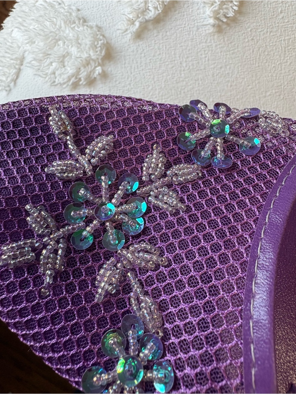 Apple Purple Beaded Floral Slide Mules - Picture 4 of 4